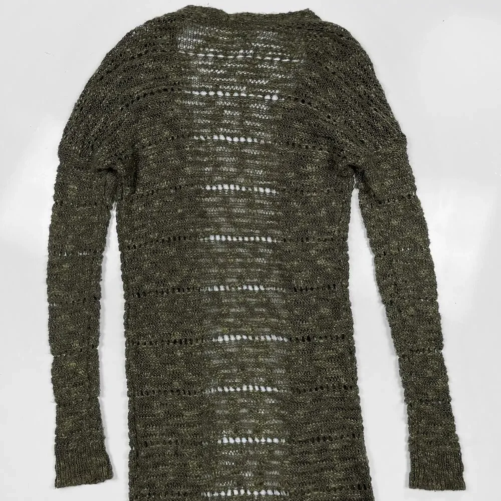 Mossimo Supply Co. Open Knit Long Cardigan Maxi Sweater Green Small